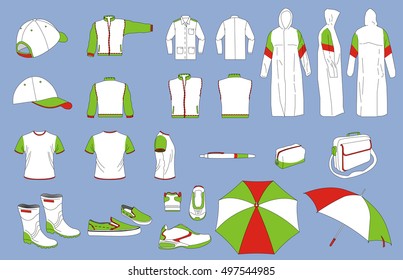 Set of street worker uniform clothes vector 