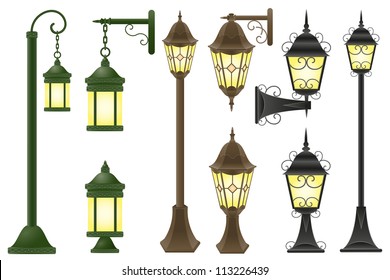 set streetlight vector illustration isolated on white background