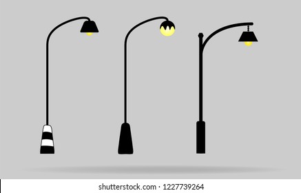 Set of streetlight vector isolated on background