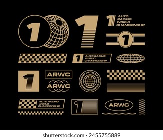 Set streetwear auto racing logo ideas for a clothing brand. Design vector typography for decals auto and t-shirt streetwear clothing y2k style.