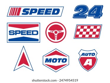 Set streetwear auto racing logo ideas for a clothing brand. Design vector typography for decals auto and t-shirt streetwear clothing y2k style.