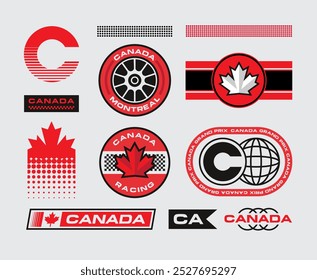 Set streetwear auto racing logo ideas for a clothing brand. Design vector typography for decals auto and t-shirt Canada streetwear clothing y2k style.