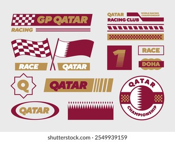 Set Streetwear Auto Racing Logo Ideen für eine Bekleidungsmarke. Design Vektor Typografie für Aufkleber Auto und T-Shirt Qatar Streetwear Kleidung y2k Stil.