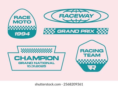 Set streetwear auto racing logo ideas for a clothing brand. Design vector typography for decals auto and t-shirt streetwear clothing y2k style.