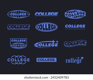 Set streetwear logo College ideas for a clothing brand. Design vector typography for t-shirt streetwear clothing.