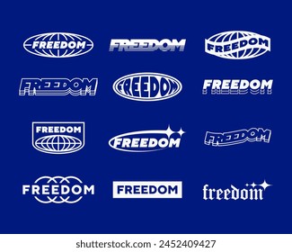 Set streetwear logo Freedom ideas for a clothing brand. Design vector typography for t-shirt streetwear clothing.