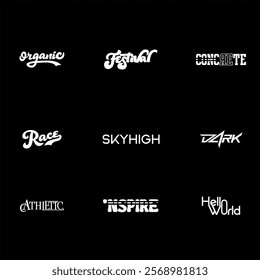 Set streetwear logo  ideas for a clothing brand. Design vector typography for t-shirt streetwear clothing.