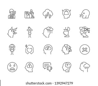 Set Stress Related Vector Line Icons Stock Vector (Royalty Free ...