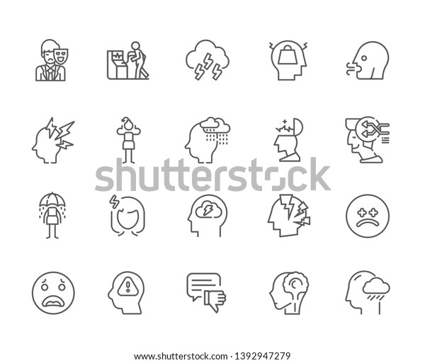 Set Stress Related Vector Line Icons Stock Vector (Royalty Free) 1392947279
