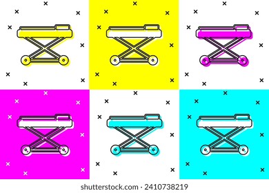 Set Stretcher icon isolated on color background. Patient hospital medical stretcher.  Vector