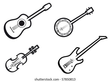 Set of string musical instruments - also as emblem. Jpeg version also available in gallery