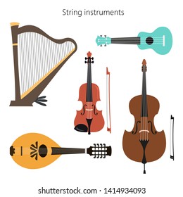 Set Stringed Instruments On White Background Stock Vector (Royalty Free ...