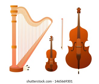 Set Stringed Musical Instruments Collection Balalaika Stock Vector ...