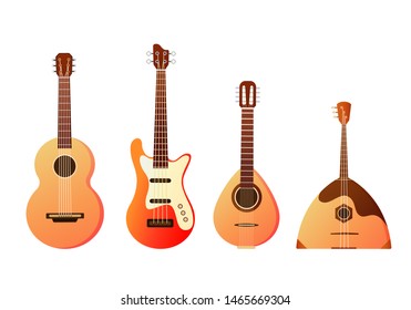 Set of stringed musical instruments.  Design layout for banners presentations, flyers, posters and invitations. Vector illustration