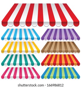 set of strip colorful awnings for shop. vector. svg