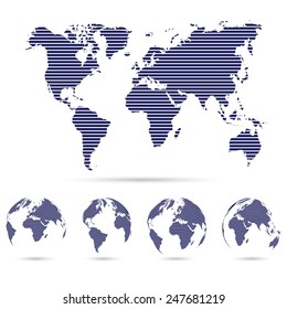 Set of strip world maps ,education and business background concept . Vector illustration