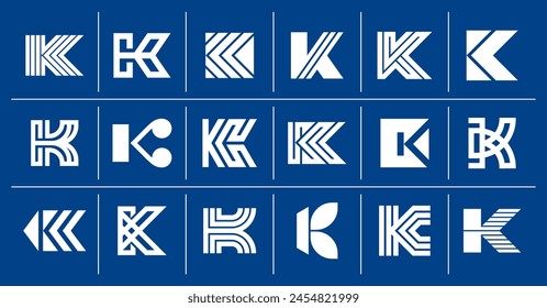 Set of stripe line abstract letter K logo vector