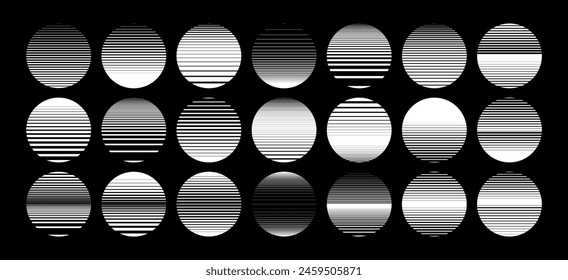 Set of stripe line sun circle design vector