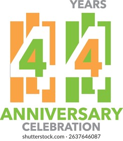 set of stripe orange and green color number 44 and the words YEARS ANNIVERSARY celebration.