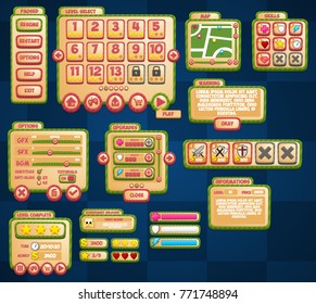A set of stripe theme user interface elements for creating casual games