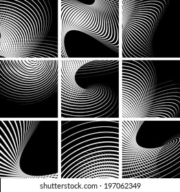 Set of striped abstract forms