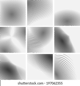 Set of striped abstract forms
