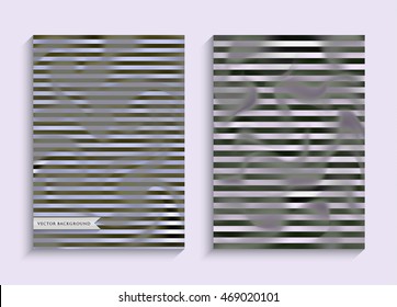 Set striped banners with smoke. Patterns with the effect of steam or gas for creative design. Collection A4 size.