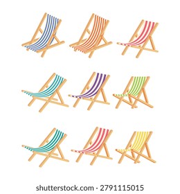 Set of Striped Beach Chairs in Various Colors