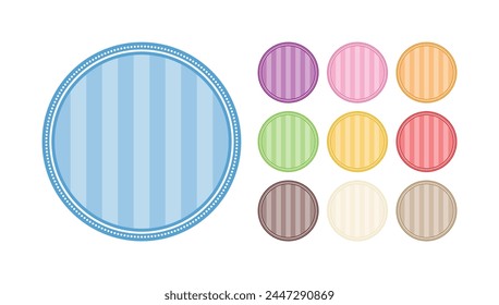 Conjunto De Colección De Vector De Etiqueta En Blanco Redondo De Elegancia Circular A Rayas