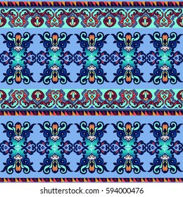 Set Striped ethnic ornament. Decorative ornament for fabric, textile, wrapping paper.