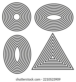 Establece formas geométricas a rayas. Huella cardíaca. Diseño moderno de la cubierta. Ilustración vectorial. Imagen de archivo.