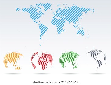 Set of striped maps of earth