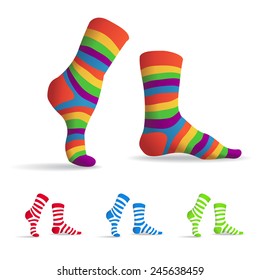 Set aus gestreiften mehrfarbigen Socken, Illustration