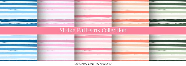 Set of Striped Pattern Background. Vector Seamless Repeat Patterns Collection of Gorizontal Stripes.