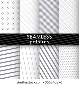 Set of striped patterns. Seamless textures. Abstract vector background
