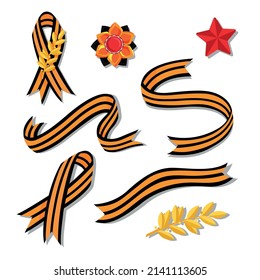 
Set of striped ribbons for Victory Day. St. George ribbons