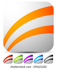 Set of striped rounded squares in different colors. Squares with curved lines, colorful vector illustration. Generic icon, logotype. Easy to edit.