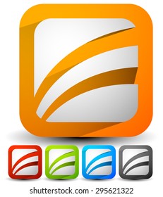 Set of striped rounded squares in different colors. Squares with curved lines, colorful vector illustration. Generic icon, logotype. Easy to edit.