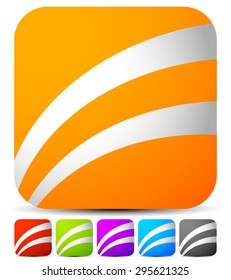 Set of striped rounded squares in different colors. Squares with curved lines, colorful vector illustration. Generic icon, logotype. Easy to edit.