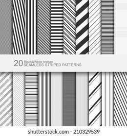 20 Seamless Striped Patterns Black White Stock Vector (Royalty Free ...