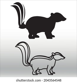 set of striped skunk silhouette, line isolated or logo isolated sign symbol vector, outline and stroke style Collection of high-quality vector illustration,