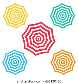 set of striped umbrellas.