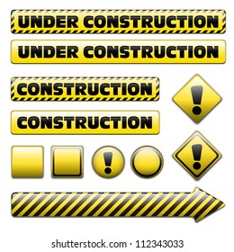 Set of striped under construction signs