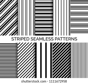 20 Seamless Striped Patterns Black White Stock Vector (Royalty Free ...