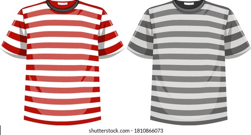 Satz Streifen-Muster-T-Shirt-Illustration