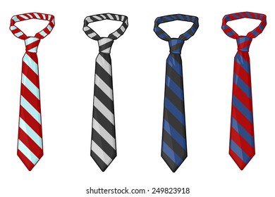 Set of stripped business ties. Modern business ties with stripe design Business ties.