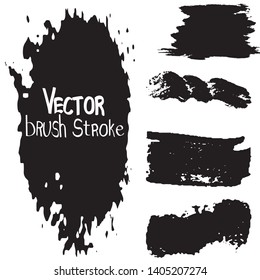 Set of strokes of black paint. Vector brush grunge. Collection of monochrome banners. Templates for inserting text