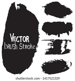 Set of strokes of black paint. Vector brush grunge. Collection of monochrome banners. Templates for inserting text