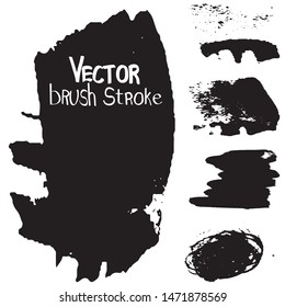 Set of strokes of black paint. Vector brush grunge. Collection of monochrome banners. Templates for inserting text