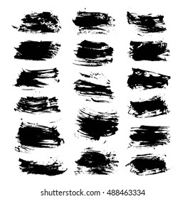 Set of strokes painted by brush vector objects isolated on a white background